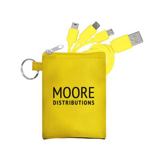 Three-in-One Charging Cable w/ Stretchy Pouch