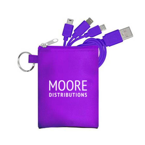 Three-in-One Charging Cable w/ Stretchy Pouch