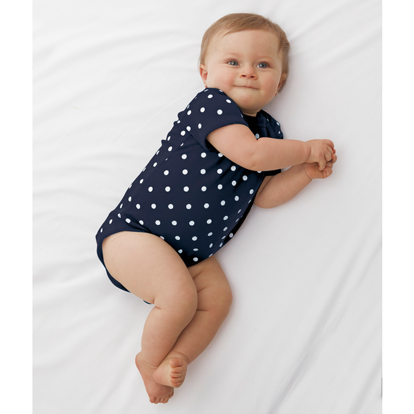 Rabbit Skins® Dots & Stripes Ringspun Cotton Lap Shoulder Infant Creeper
