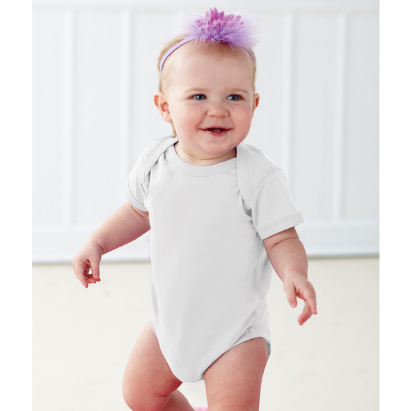 Rabbit Skins® Fine Jersey Lap Shoulder Infant Creeper, White