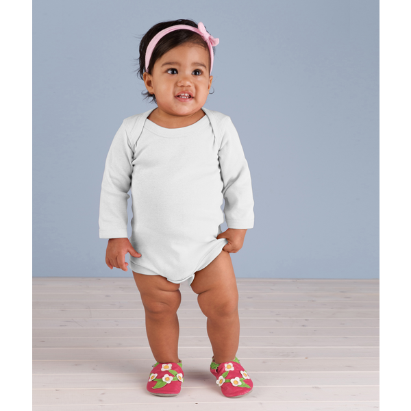 Rabbit Skins® Lap Shoulder Long Sleeve Infant Creeper, White