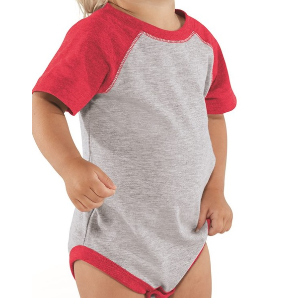 Rabbit Skins® Fine Jersey Three-Quarter Sleeve Baseball Infant Bodysuit