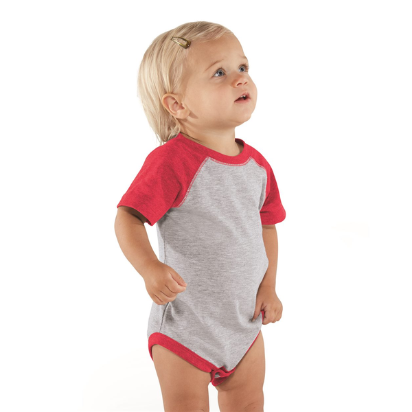 Rabbit Skins® Fine Jersey Three-Quarter Sleeve Baseball Infant Bodysuit