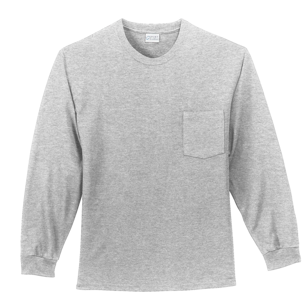 Port & Company® Essential Heavyweight 100% Cotton Men's Long Sleeve Pocket Tee