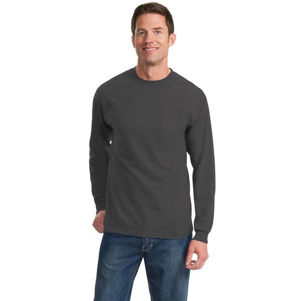 Port & Company® Essential Heavyweight 100% Cotton Men's Long Sleeve Pocket Tee
