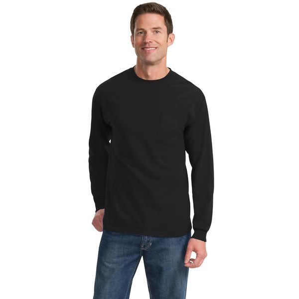 Port & Company® Essential Heavyweight 100% Cotton Men's Long Sleeve Pocket Tee