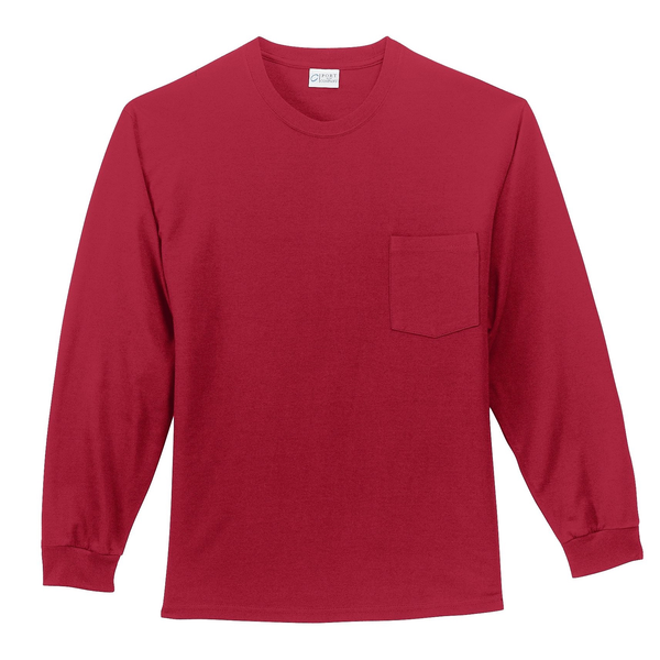 Port & Company® Essential Heavyweight 100% Cotton Men's Long Sleeve Pocket Tee
