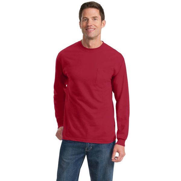 Port & Company® Essential Heavyweight 100% Cotton Men's Long Sleeve Pocket Tee