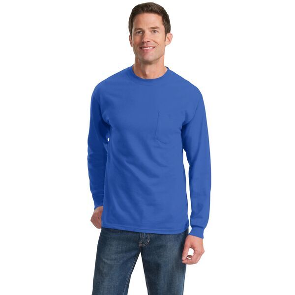 Port & Company® Essential Heavyweight 100% Cotton Men's Long Sleeve Pocket Tee