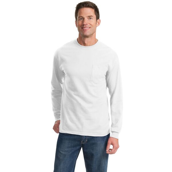 Port & Company® Essential Heavyweight 100% Cotton Men's Long Sleeve Pocket Tee