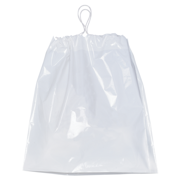 Cotton Drawstring Plastic Bag with Gusset, 16 x 18