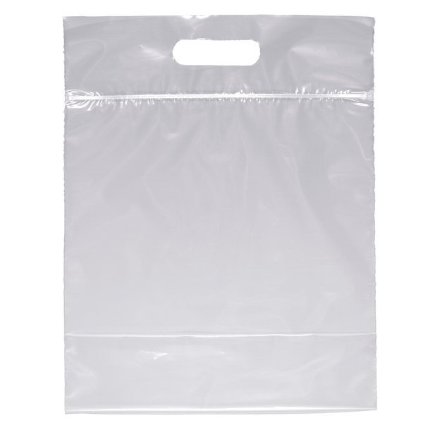 Zip Closure Die Cut Handle Plastic Bag, 12" x 12"