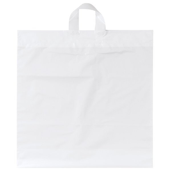 White Plastic Grab Bag with Loop Handles, 20 x 20