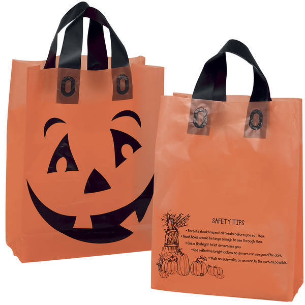 Halloween Orange Frosted Pumpkin Shopper, 10" x 13"