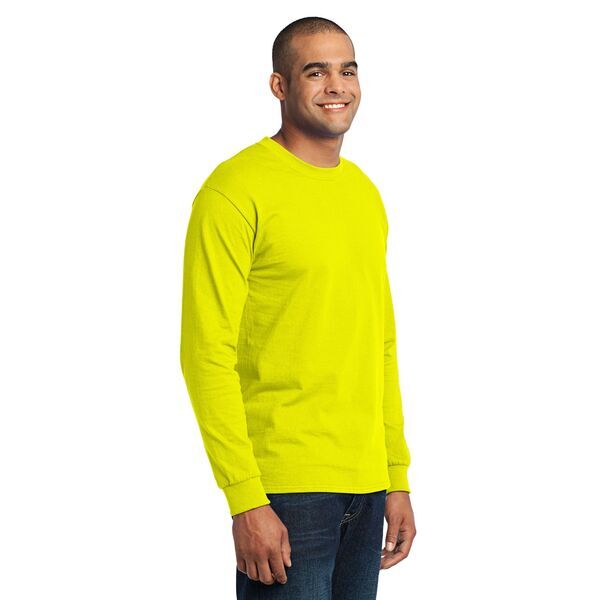 Port & Company® 50/50 Cotton/Poly Men's Long Sleeve Tee, Safety Colors