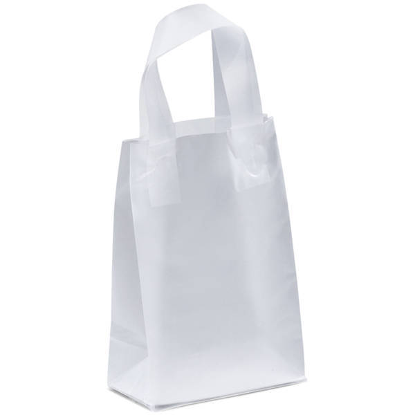 Clear Frosted Loop Handle Shopper, 5" x 8"