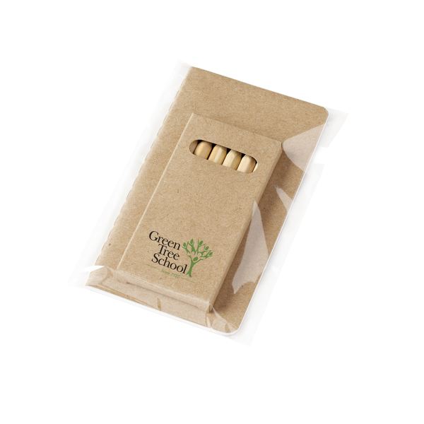 Eco Mini Notebook and 6-Color Pencil Set, 3" x 5"