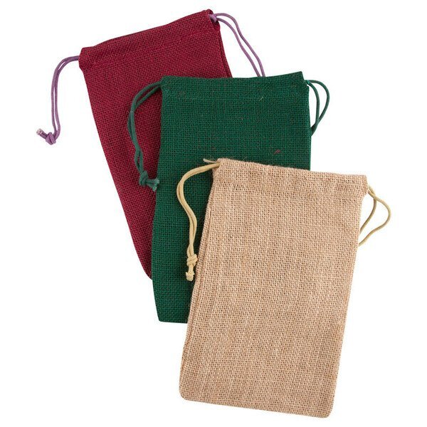 Natural Jute Drawstring Pouch, 6" x 10"