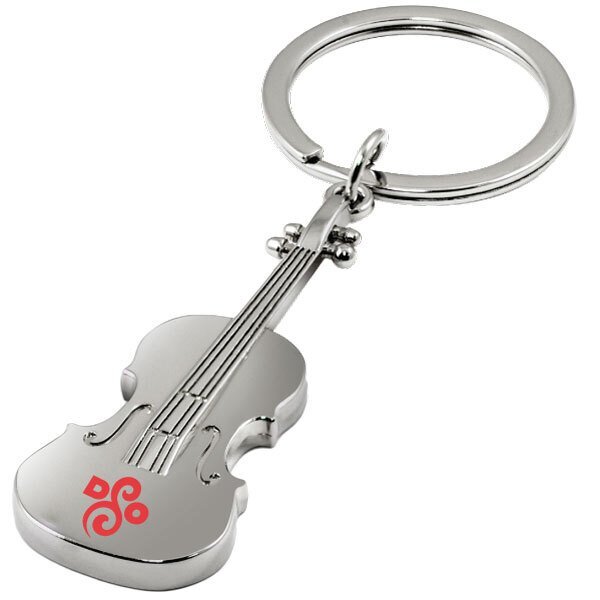 Silver Violin Keychain