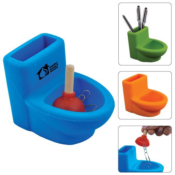 Silicone Toilet w/ Plunger Desk Set