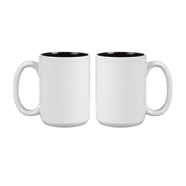 Mighty Two-Tone White Ceramic Mug, 15oz.