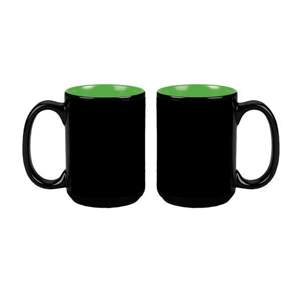 Mighty Two-Tone Black Ceramic Mug, 15oz.