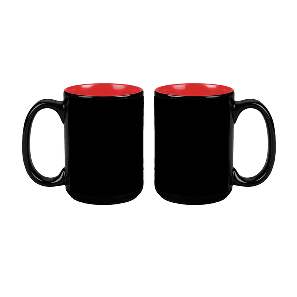 Mighty Two-Tone Black Ceramic Mug, 15oz.