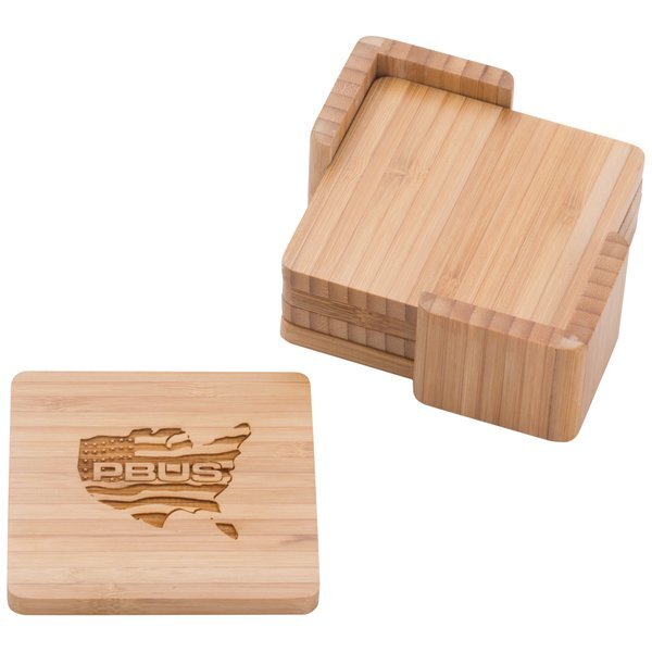 Square Bamboo Coaster Set