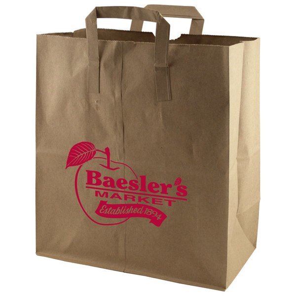 Flat Handle Paper Grocery Bag, 12" x 14"