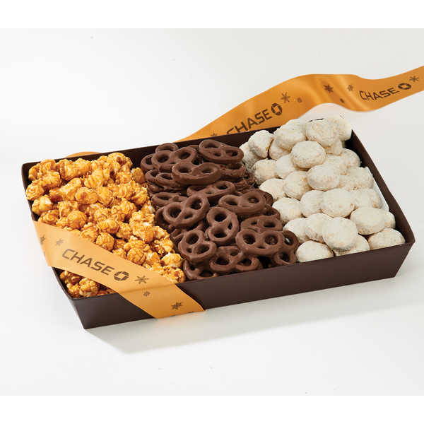 Wall Street Treat Tray w/ Popcorn, Pretzels, and Cookies