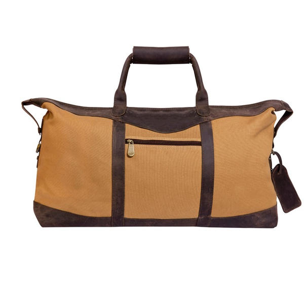 Utah Canyon Buffalo Leather and Canvas Duffel Bag, 22"