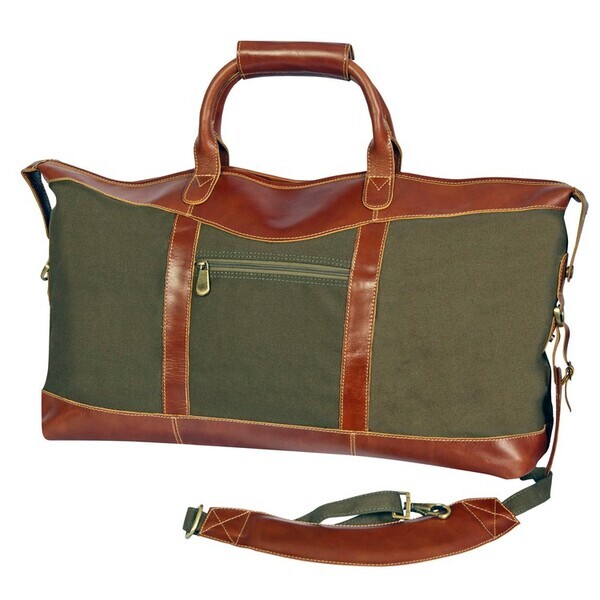 Pine Canyon Buffalo Leather and Canvas Duffel, 22"