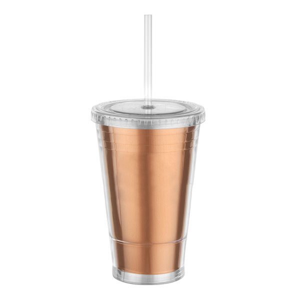 Metallic Slurpy Plastic Tumbler with Straw, 16oz
