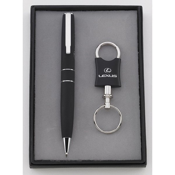 Ballpoint Pen & Pewter Keychain Gift Set