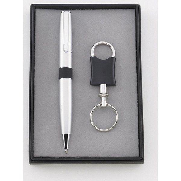 Ballpoint Pen & Pewter Keychain Gift Set