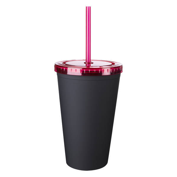 Matte Black Newport Tumbler w/ Straw, 16oz.