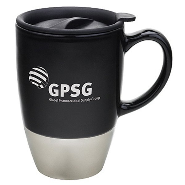 Sagitta Stainless-Bottom Ceramic Mug, 15oz.