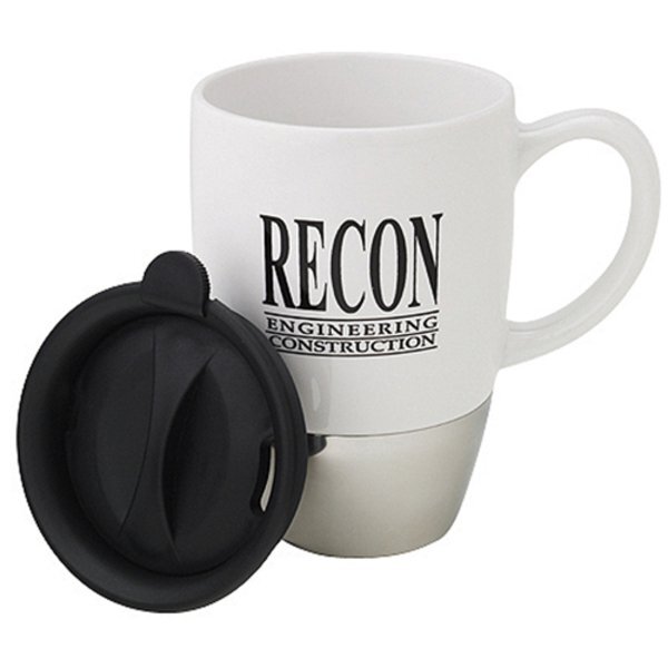 Sagitta Stainless-Bottom Ceramic Mug, 15oz.