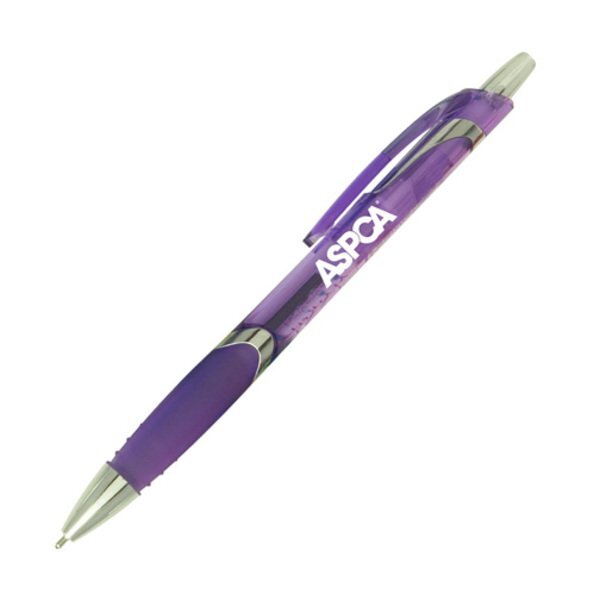 Solana Translucent Barrel Ballpoint Pen w/ Chrome Accents