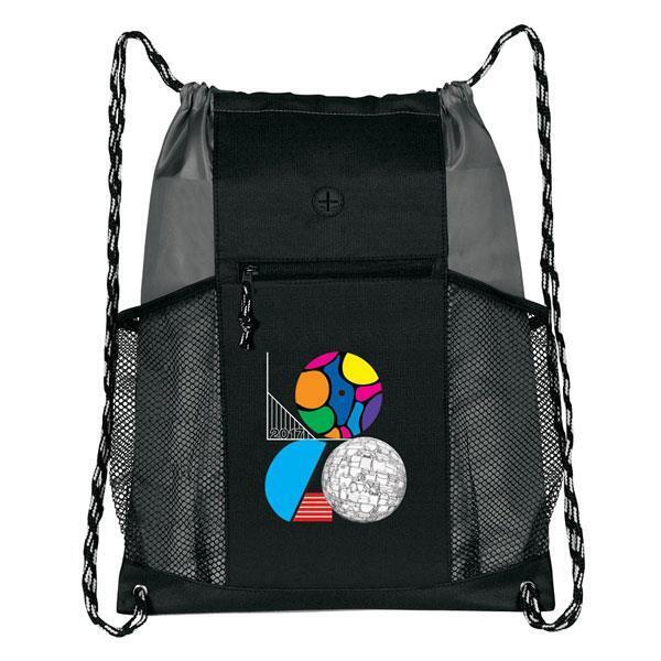 Two-Tone Multi-Pocket 300D Polyester Drawstring Backpack