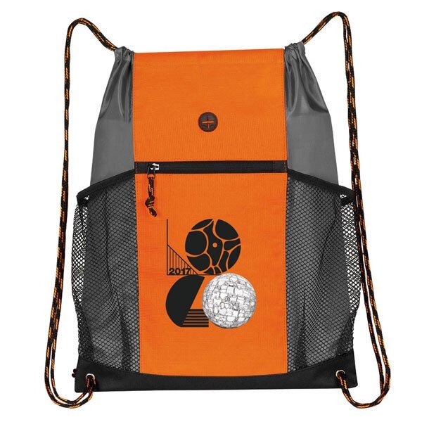 Two-Tone Multi-Pocket 300D Polyester Drawstring Backpack