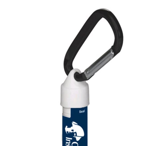 Unflavored Soy Lip Balm in White Tube w/ Hook Cap & Carabiner, SPF-30