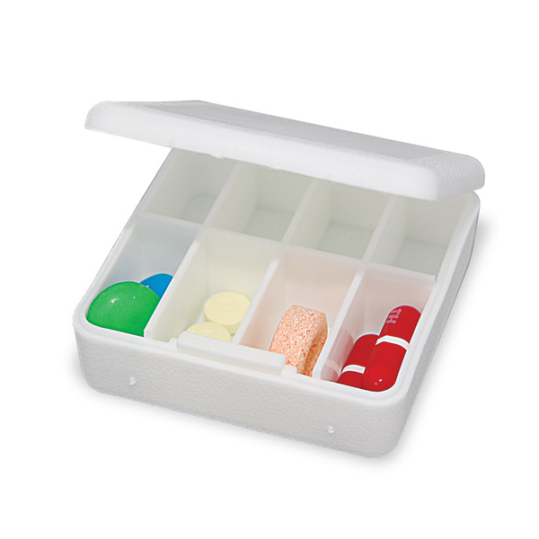 Compact Pocket Pill Box, Eight Compartment