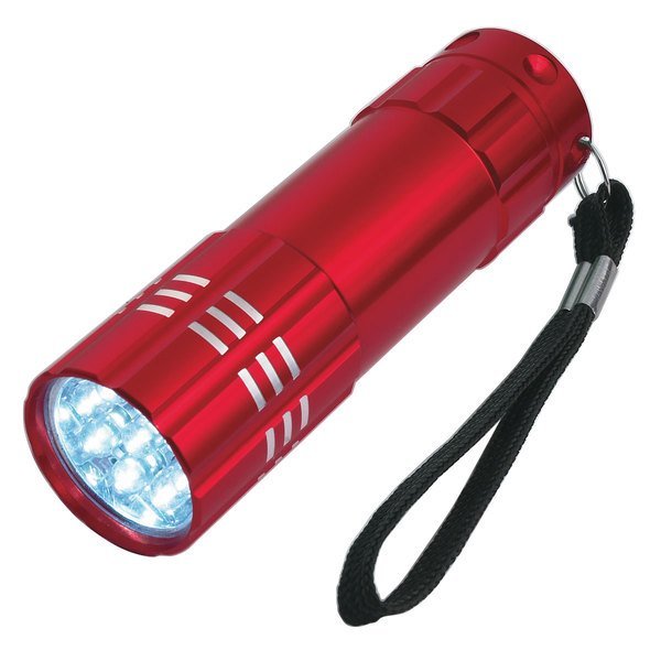 Aluminum 9 LED Flashlight with Strap