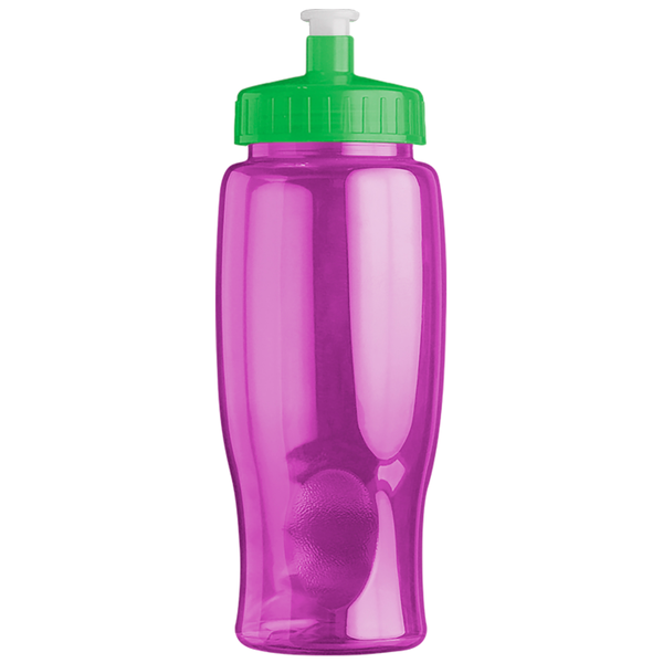 Transparent Grip Poly-Pure Sport Bottle, 27oz. - Push Pull Lid