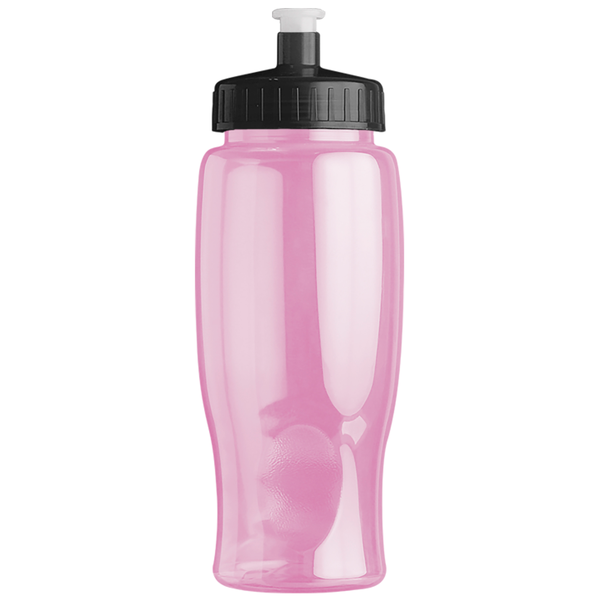 Transparent Grip Pink Poly-Pure Sport Bottle, 27oz. - Push Pull Lid