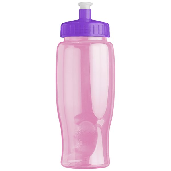 Transparent Grip Pink Poly-Pure Sport Bottle, 27oz. - Push Pull Lid