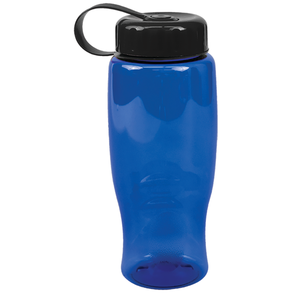 Transparent Grip Poly-Pure Sport Bottle, 27oz. - Tethered Lid