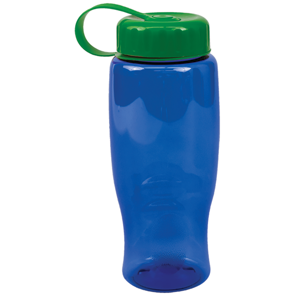 Transparent Grip Poly-Pure Sport Bottle, 27oz. - Tethered Lid