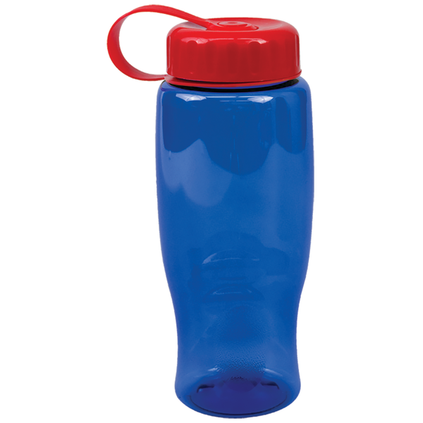 Transparent Grip Poly-Pure Sport Bottle, 27oz. - Tethered Lid